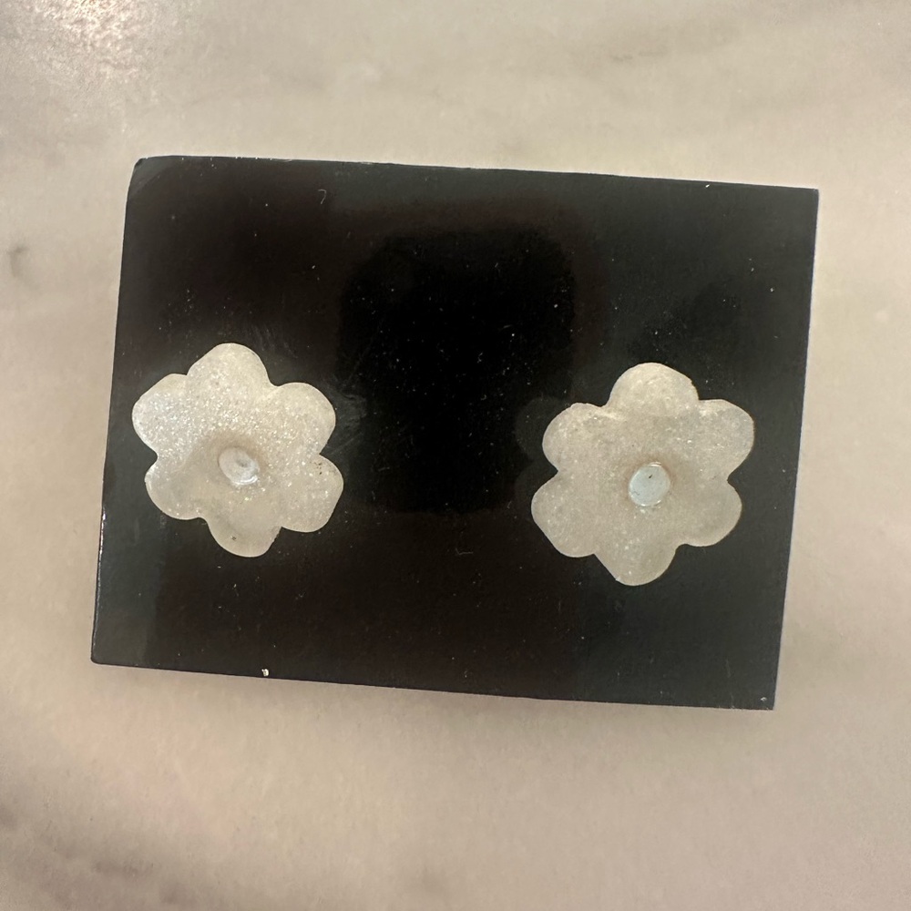 White Flower Stud Earrings